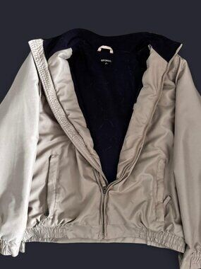 Cream Fleece-Lined Bomber Jacket, Size XL, Pre-Owned